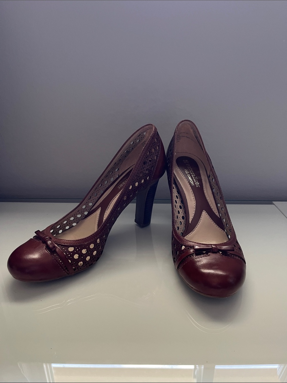 Naturalizer Brown Perforated Leather High Heels